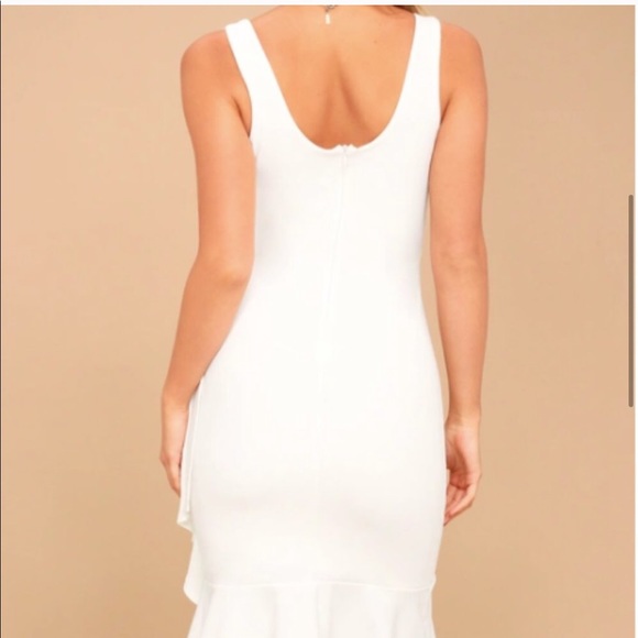 Lulu's White/Ivory Ruffle Front Dress - Picture 3 of 4
